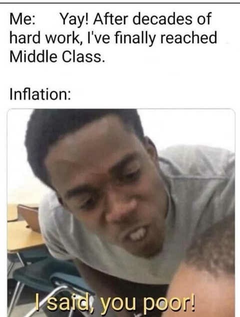 Got 5% raise. Then got 8.5% inflation. - meme