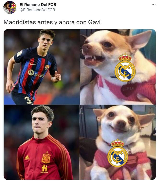 Madridistas antes y ahora con Gavi - meme