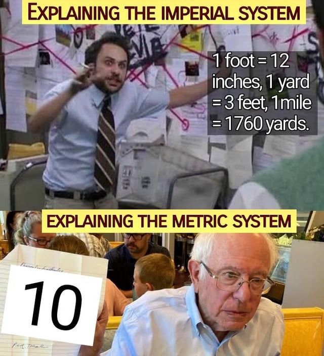 Imperial system vs metric system - meme