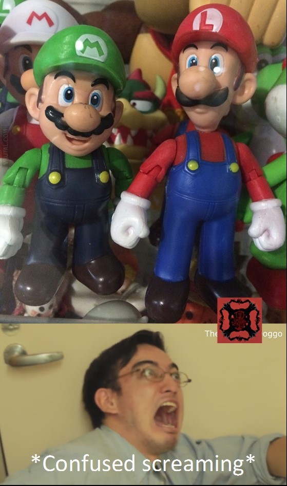 Mario verde y Mario verde rojo - meme