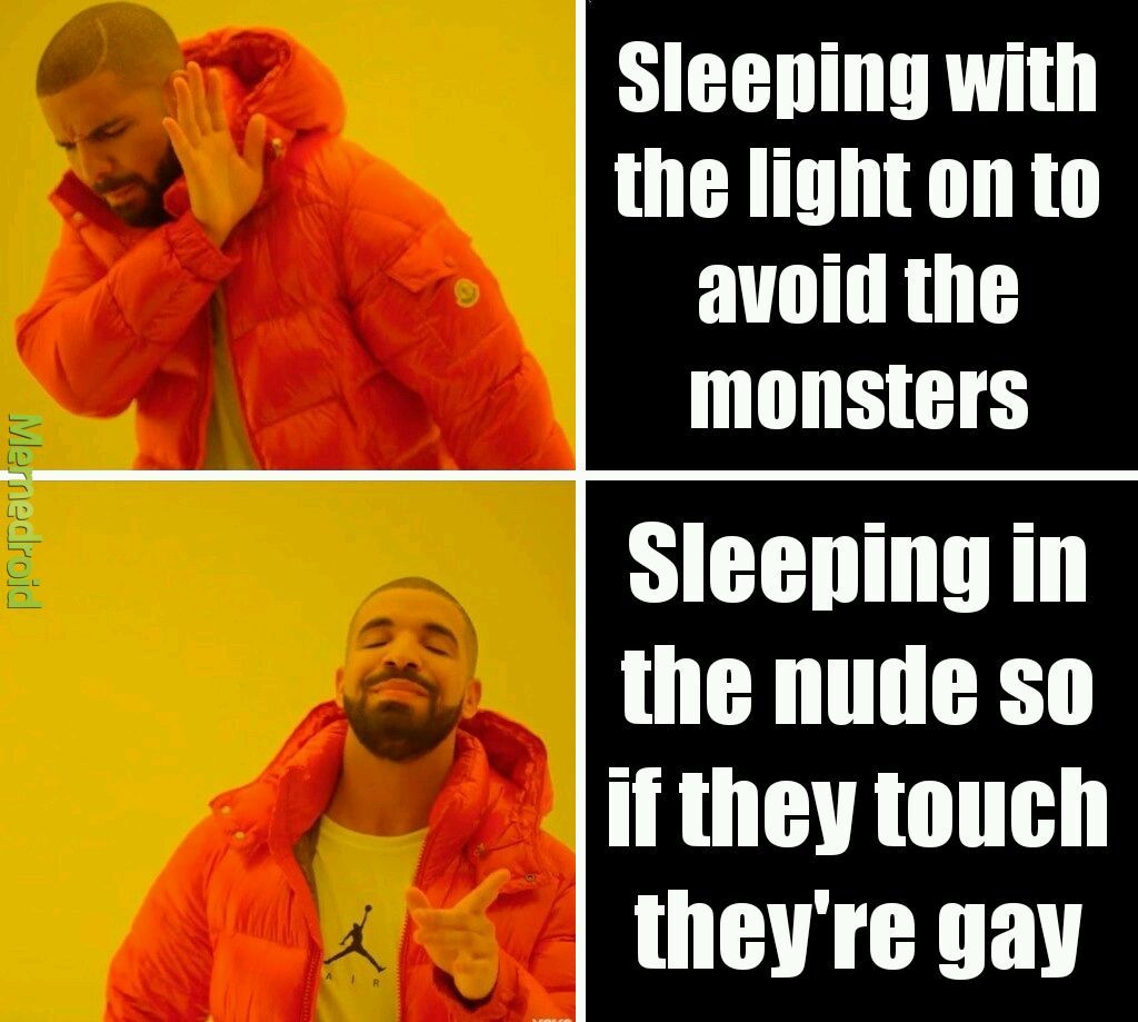 Sleeping naked - meme