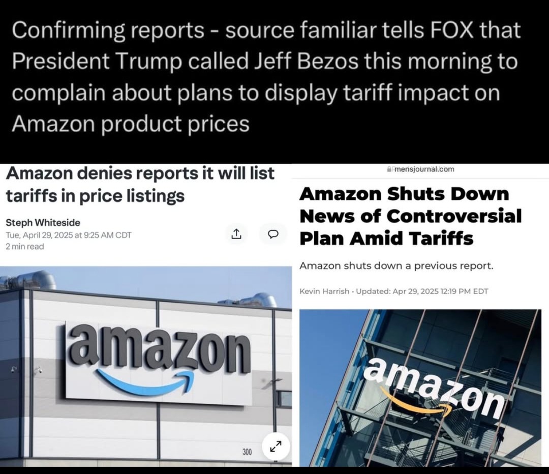 Trump called Bezos to yell about tariff labels, Amazon hit back - meme