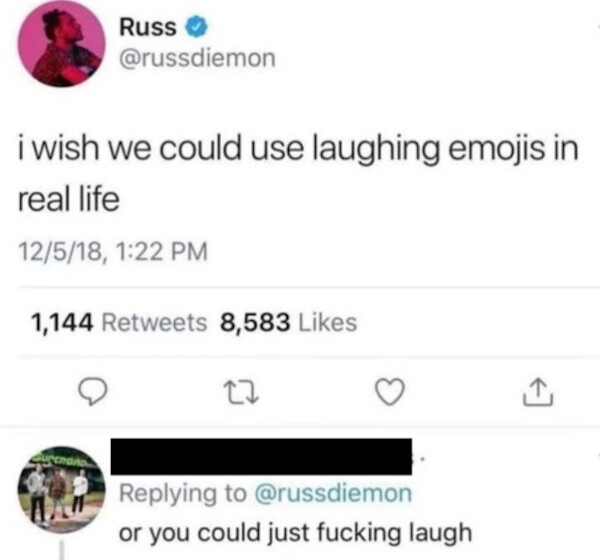 tweet about laughing in real life