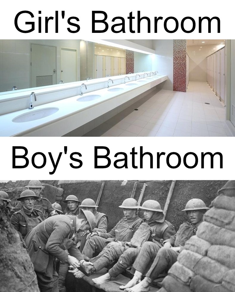 Boy's Bathroom Vs. Girls bathroom - meme