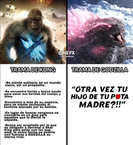 Trama de Kong vs de Godzilla - meme