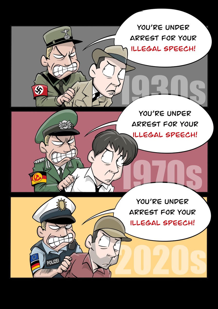 Under arrest for "illegal speech" - meme