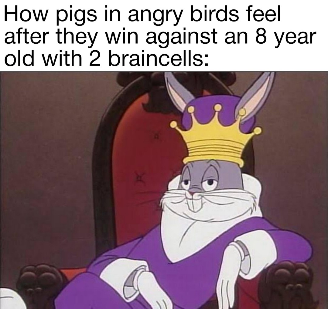 Pigs after beating a kid in Angry Birds - meme
