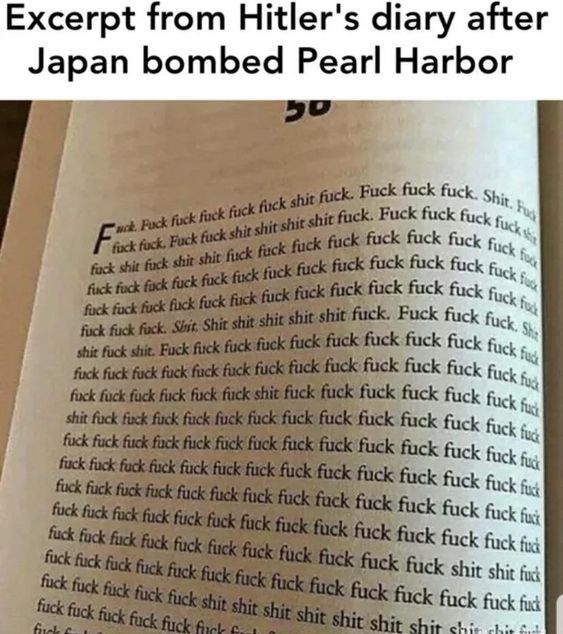 famous quote from Hitler after pearl harbor(  Scheiße translation FUCK) - meme