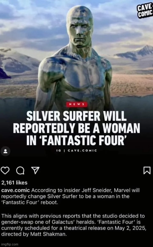 Silver Surfer will be a woman in Fantastic Four - meme