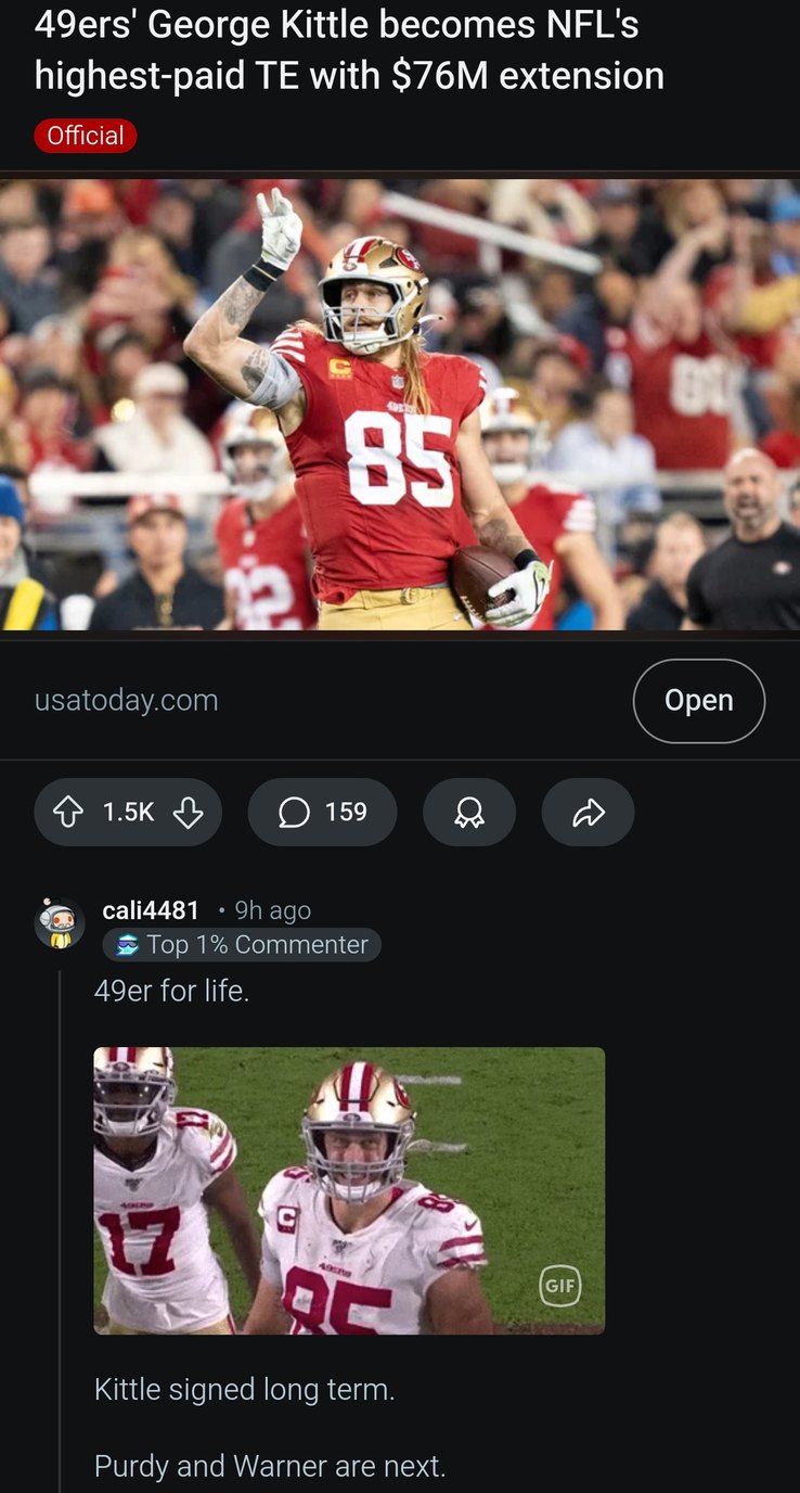 George Kittle just secured the TE bag - meme