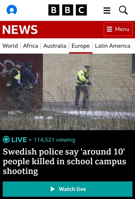 Swedish school campus shooting meme news
