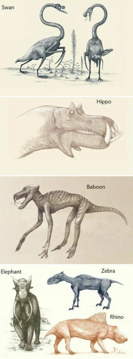 Dibujando animales basandose solo en su esqueleto - meme