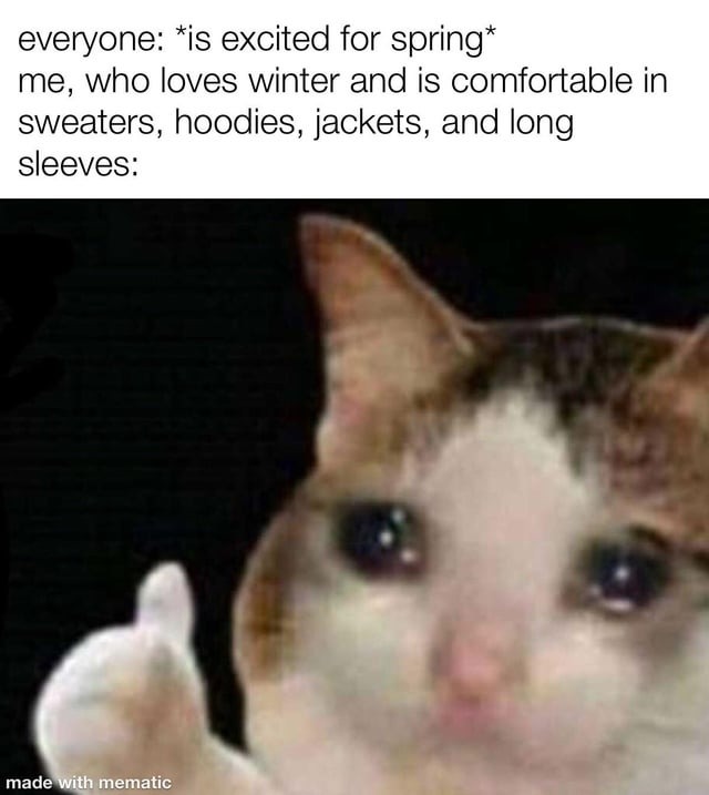 people is crying till spring, but not me - meme