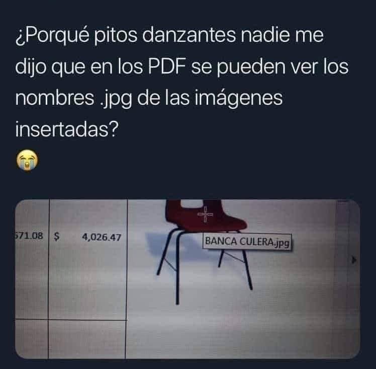 En pdf se pude ver el nombre de los archivos de imagen - meme