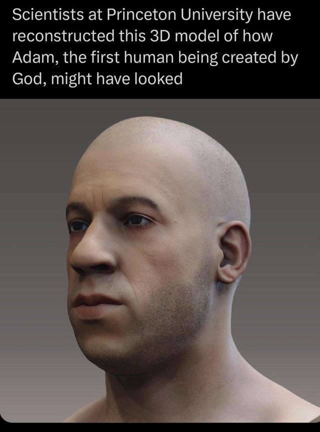 Scientists reveal Adam probably looked like he bench pressed Eden - meme