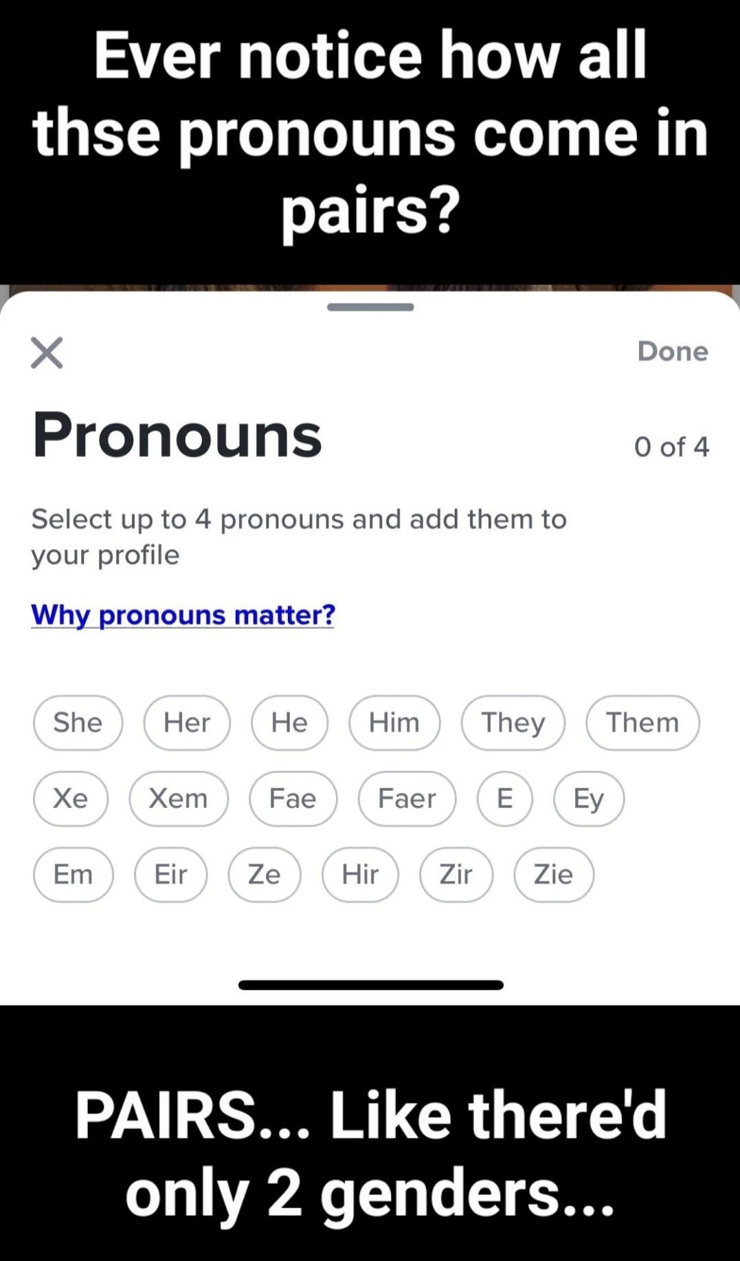 My pronouns are F/U - meme