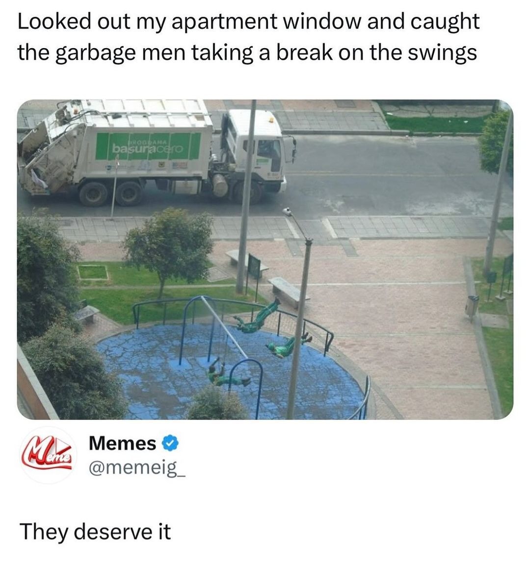 wholesome garbage men taking a break