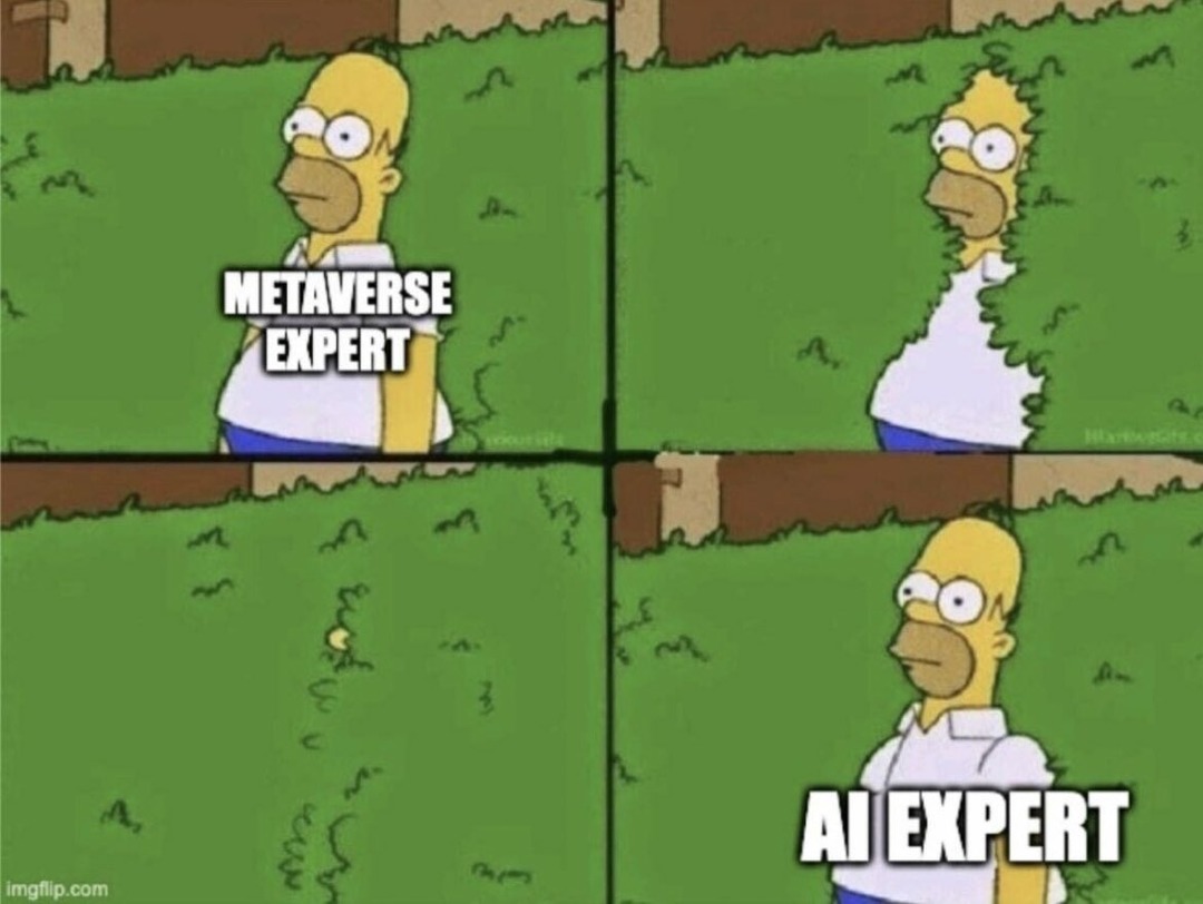 With Metaverse tanking, Metaverse experts are becoming AI experts - meme