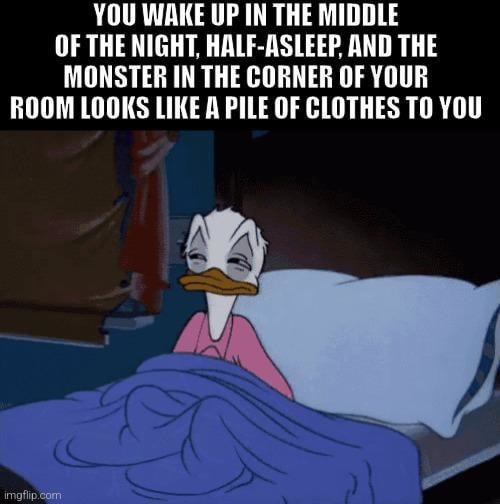 When the monster in your room is just laundry - meme