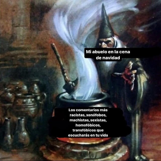 Abuelos en la cena de navidad - meme