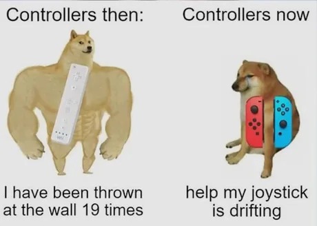 Controllers then vs now - meme