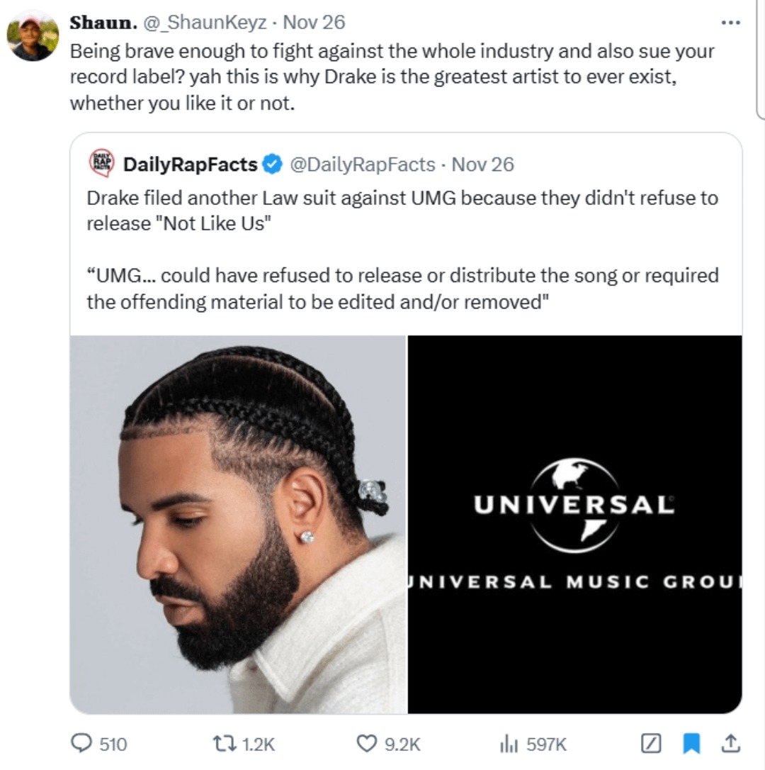 Drake news: He filed another lawsuit against UMG - meme