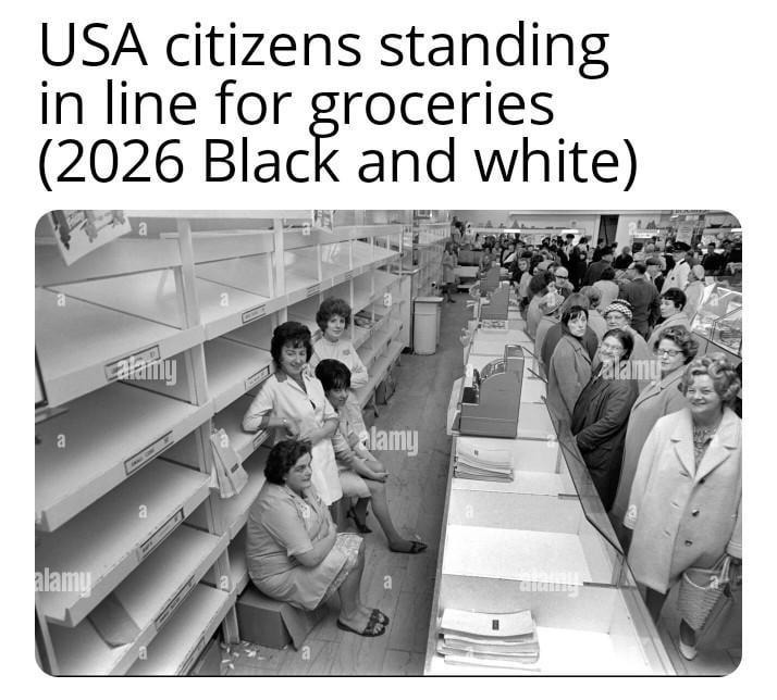 Grocery lines in 2026 looking like a history documentary - meme
