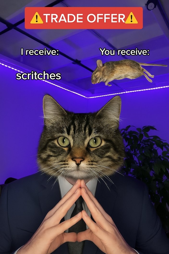 shut up and take my scritches... - meme