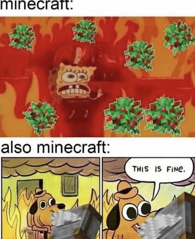 Minecraft: This is fine meme