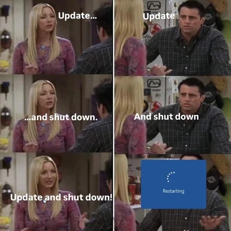 Update and shut down - meme