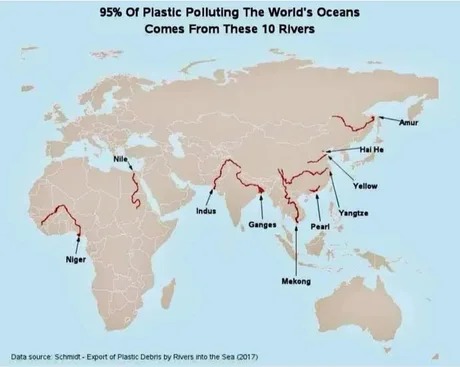 95% of plastic polluting the world's oceans comes from these 10 rivers - meme