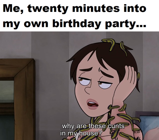 at my own birthday party - meme