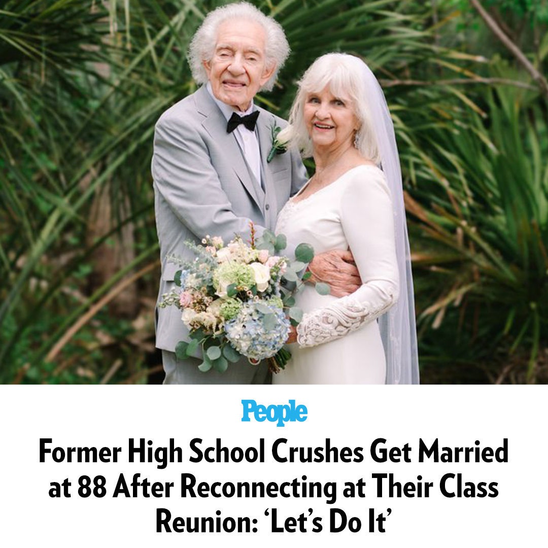 A pair of classmates from the 1950s have now tied the knot — 70 years after they first developed crushes on each other. - meme