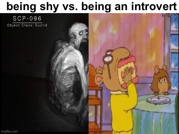 Cursed shy vs cursed introvert - meme