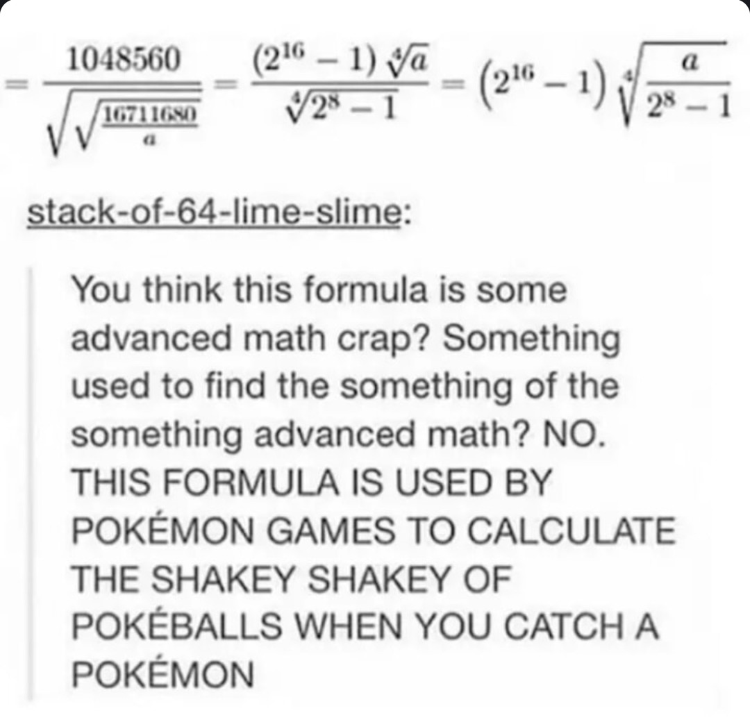 Math formula? Nah, it's just Pokémon drama - meme