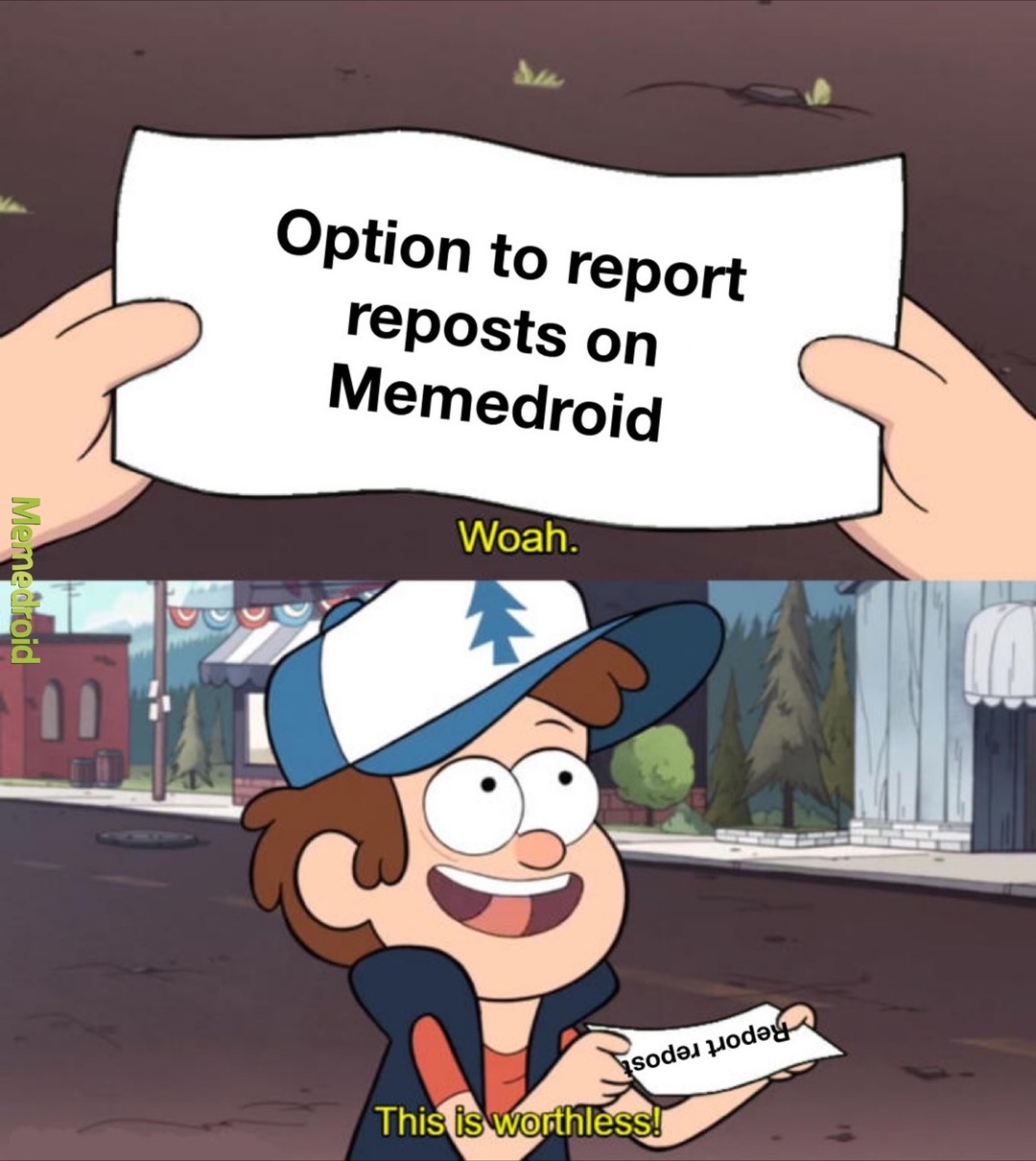 Reporting reposts is a waste of time - meme