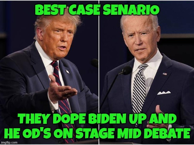 Biden OD's mid debate - meme