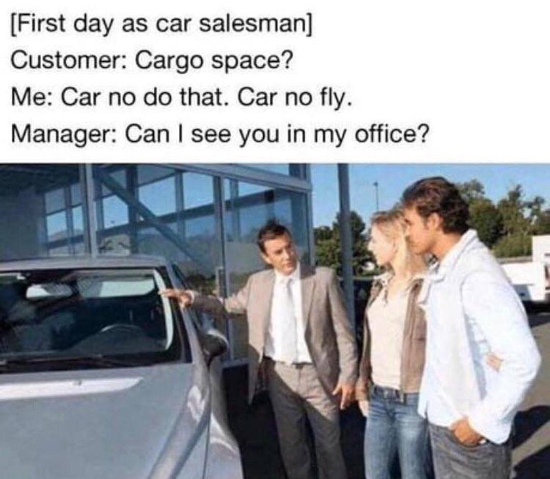 car no fly - meme