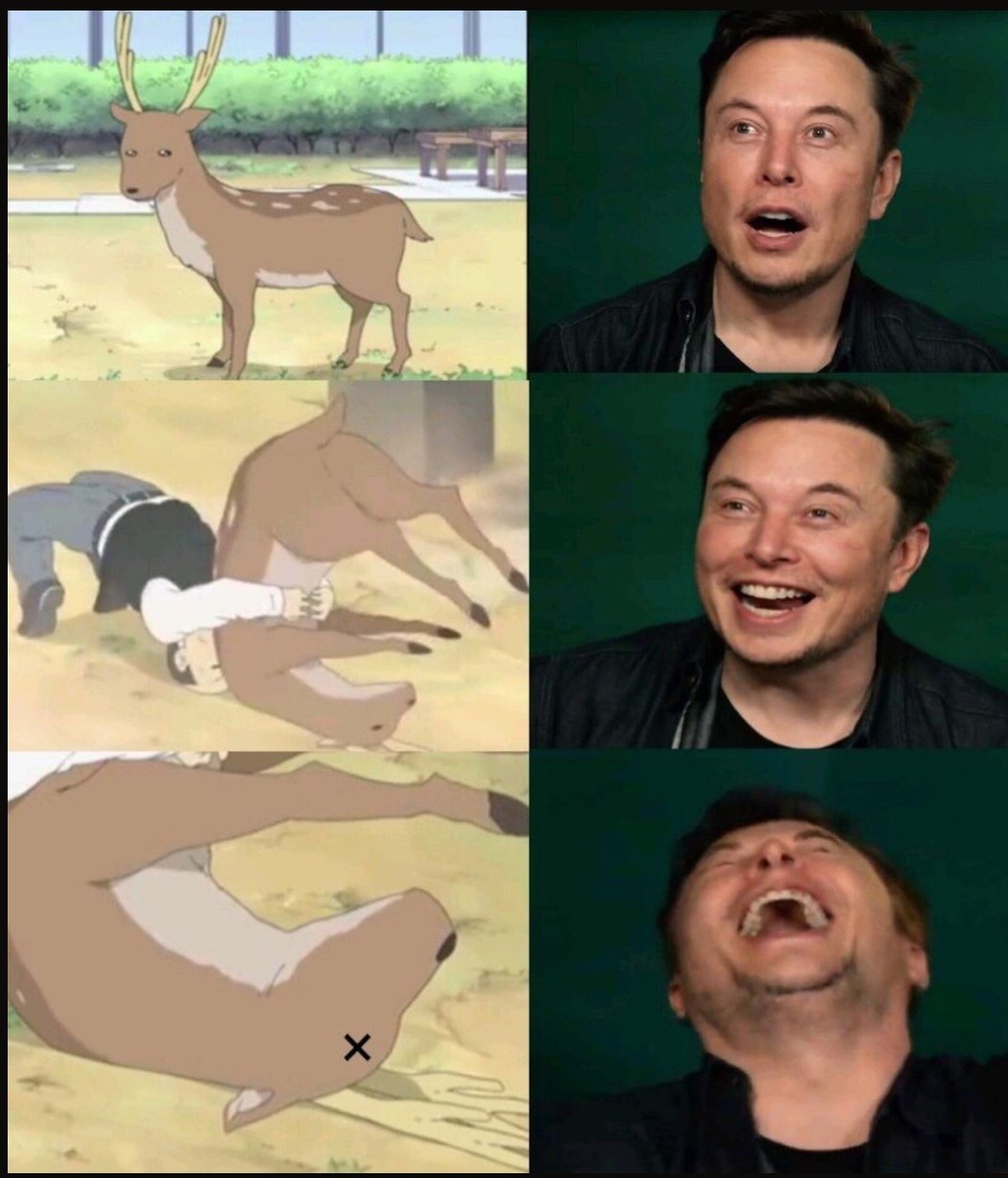 Elon likes dead deer - meme