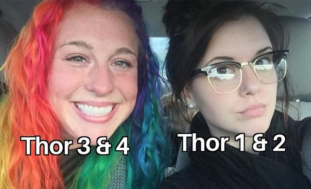 Thor 3 and 4 vs Thor 1 and 2 - meme