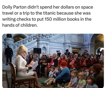 Dolly Parton said no to space and yes to 150M books - meme
