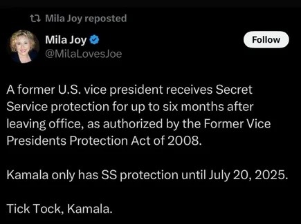 Kamala's Secret Service timer is ticking loud - meme