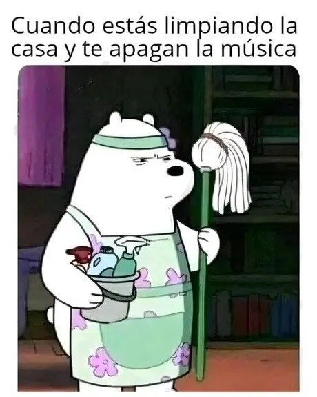 Limpiando la casa con flow y te apagan la música - meme