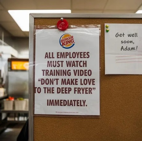 Burger King employee Adam is sick - meme