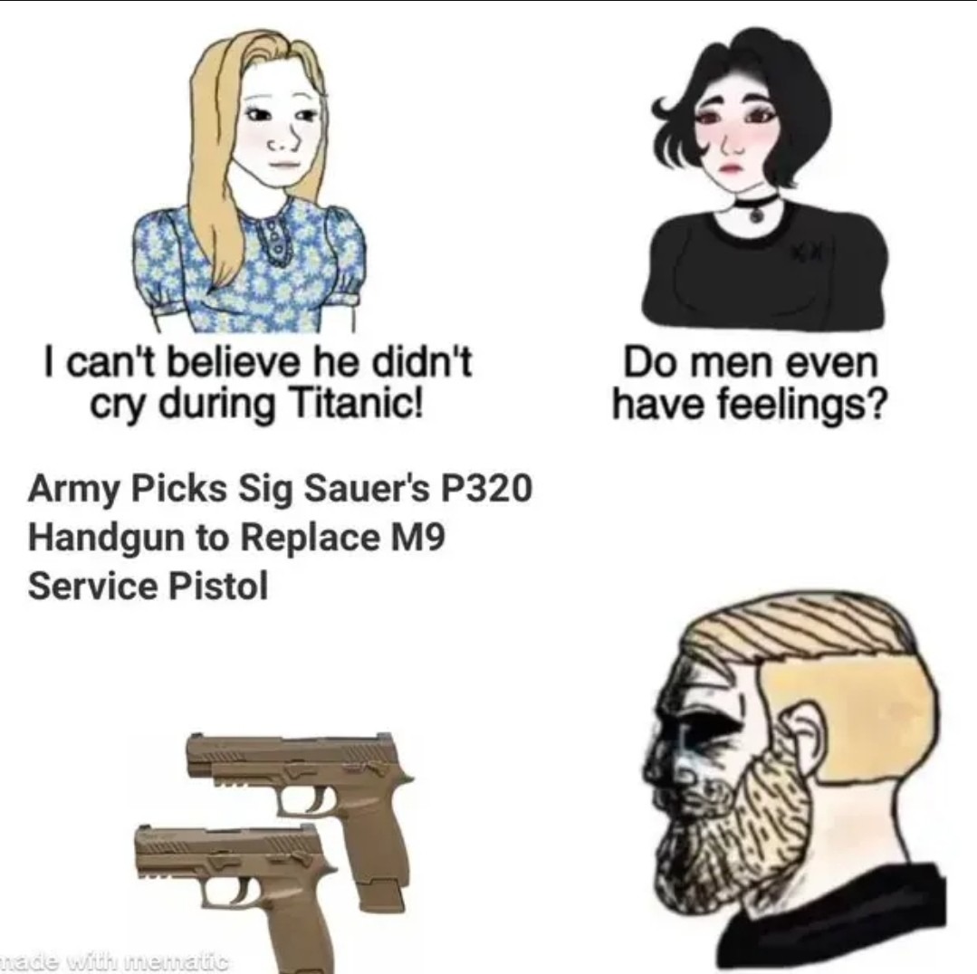 A pistol so good, it shoots itself! - meme