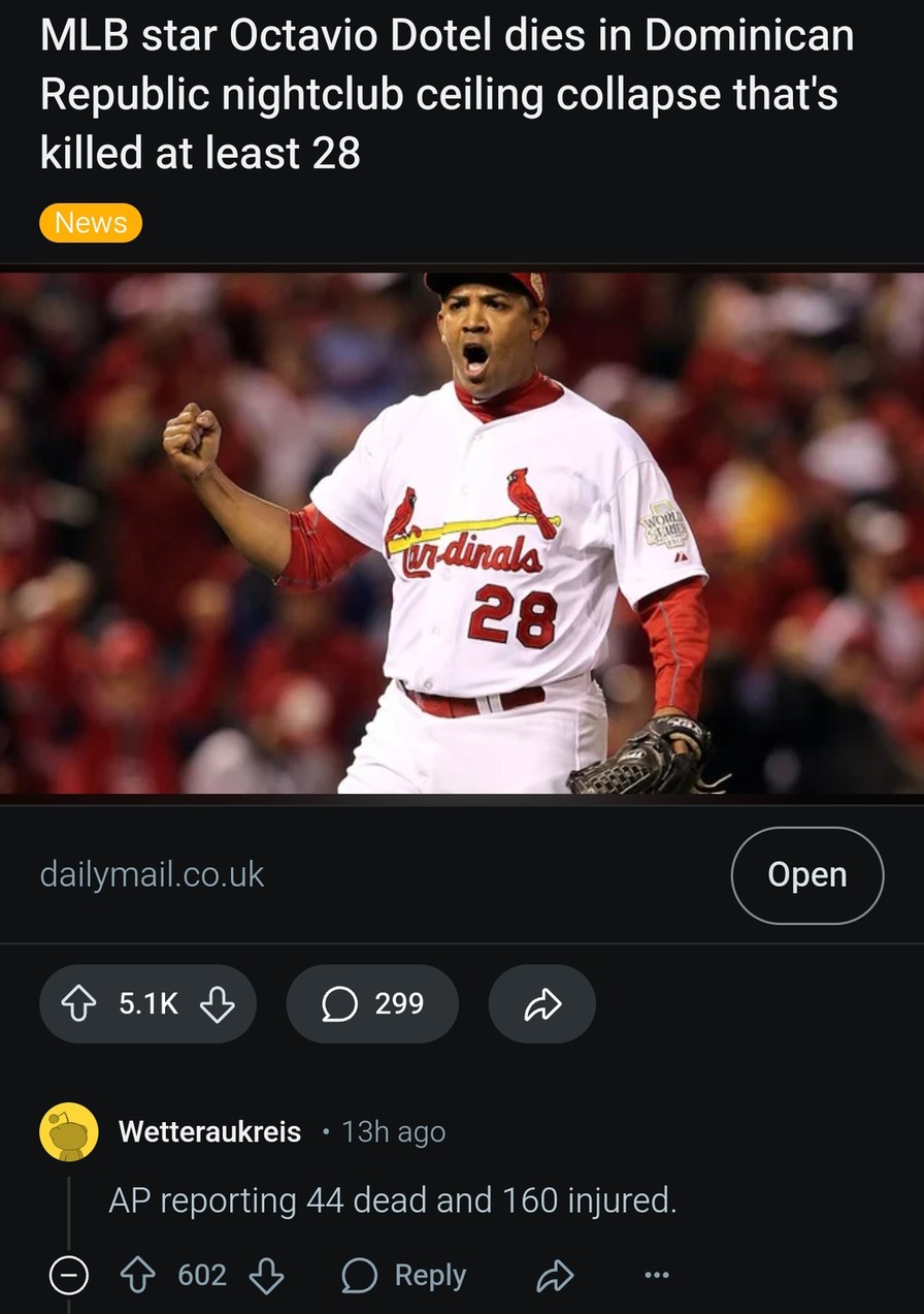 MLB star among dozens dead in roof collapse tragedy - meme