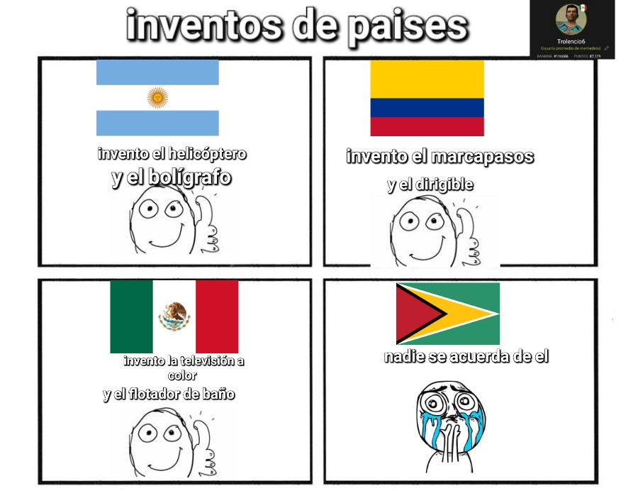 Inventos de países - meme