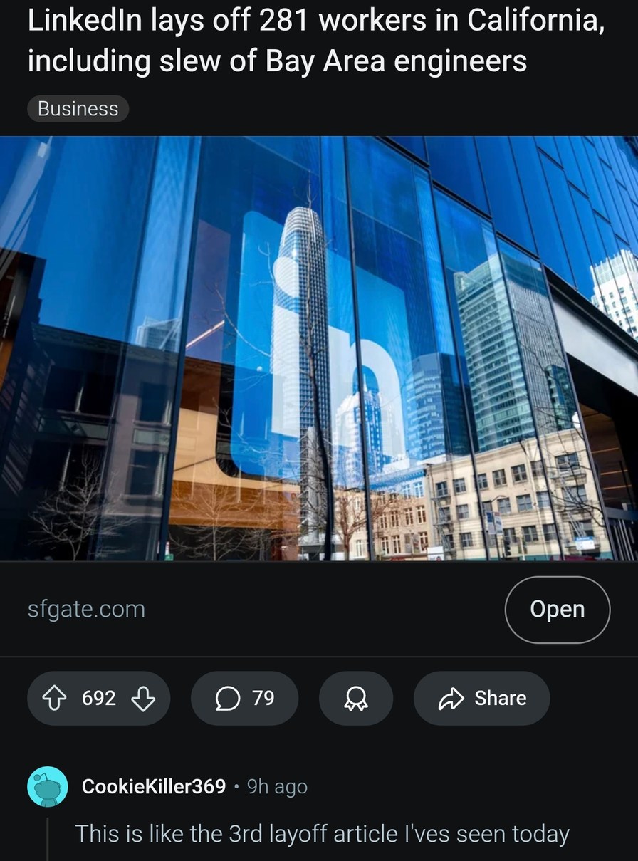 LinkedIn out here laying off its own networking engineers - meme