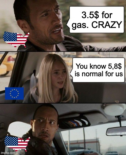 Gas prices soaring but still cheaper than in Europe - meme