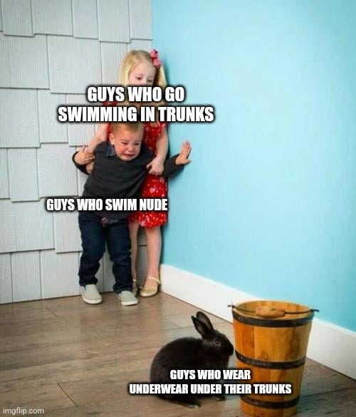 Underwear under trunks - meme